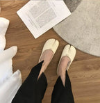 Tabi Style Leather Flats For Women Cozy Split Toe Slip On Shoes