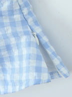 Women New Fashion Sweet Plaid Chic Lace Patchwork French Square Collar Backless Top
