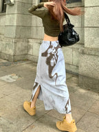 Moody Vintage Streetwear Grunge High Waist Skirt With Lace Up Detailing And Modern Vibe