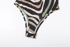 Paneled Striped Bodysuits Hipster Halter Backless Off Shoulder Slim Rompers Swimsuit