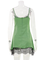 Green Camisole Lace Patchwork Slim Sheath Mini Dress