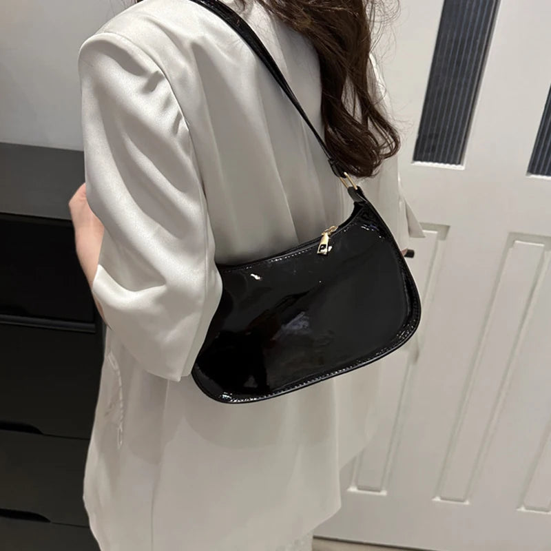 Retro Solid PU Leather Shoulder Bag For Women Chic Casual Hobo