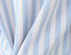 Sweet Blue White Striped Button Through Pointelle Knit Cardigan Sweater Woman Full Puff Sleeve Jumper Cropped Knitwear