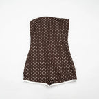Polka Dot Strapless Playsuit For Women Backless Slim Fit Romper