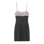 Black Polka Dot Summer Mini Dress With Bow Detail Sleeveless Slimming Waist