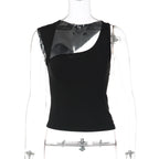 Irregular Neckline Sleeveless Tank Top For Women Slim Fit