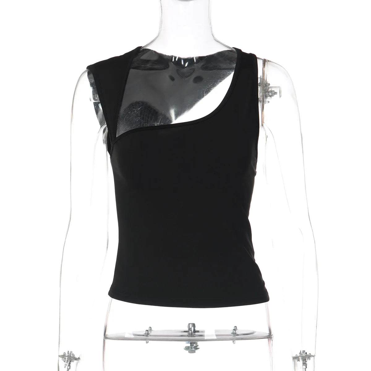 Irregular Neckline Sleeveless Tank Top For Women Slim Fit
