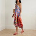 Dreamy Boho Breeze Satin Halter Neck Maxi Dress