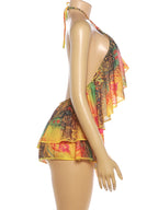 Vivid Beach Two Piece Set With Backless Halter Camisole And Shorts