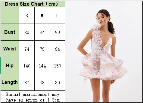 Petal 3D Flower Ruffle Camisole Dress With V Neck Backless Evening Look