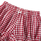 Cozy Kawaii Plaid Pajama Shorts With Elastic Waist Ruffle Trim