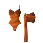 Push Up Bikini Set With Mesh Skirt For Women One Shoulder Bandeau Bathing Suit