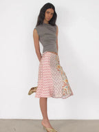 Romantic Patchwork Floral Mermaid Skirt For Women Knee Length Fashion Bottoms