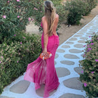 Ruched Mesh Maxi Dress With Cross See Through Halter Backless Bodice
