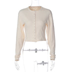O-Neck Cardigan With Long Sleeves Slim Fit