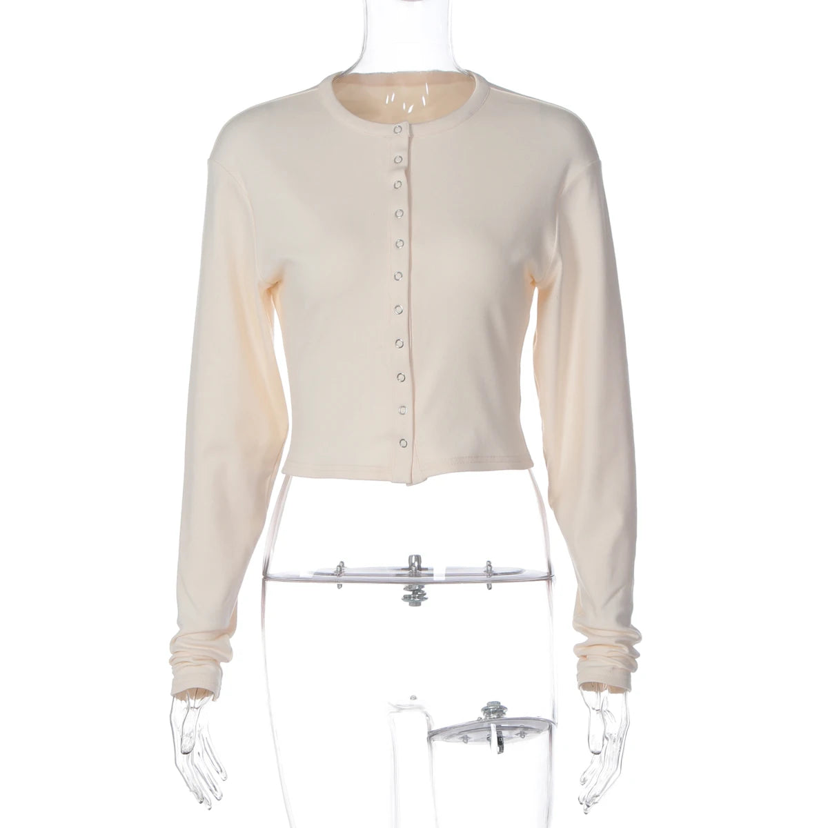 O-Neck Cardigan With Long Sleeves Slim Fit