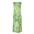 Japanese Style Pleated Print Dress Round Neck Sleeveless Loose Fit