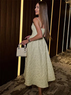 Backless O Neck Sling Maxi Dress A Line Slim