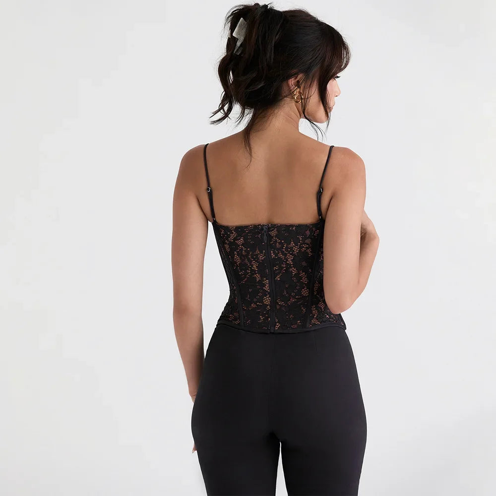 Women's Fashion Lace Spice Sling Vest Fishbone Top