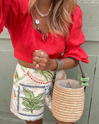 Plant Print Camisole And Shorts Set