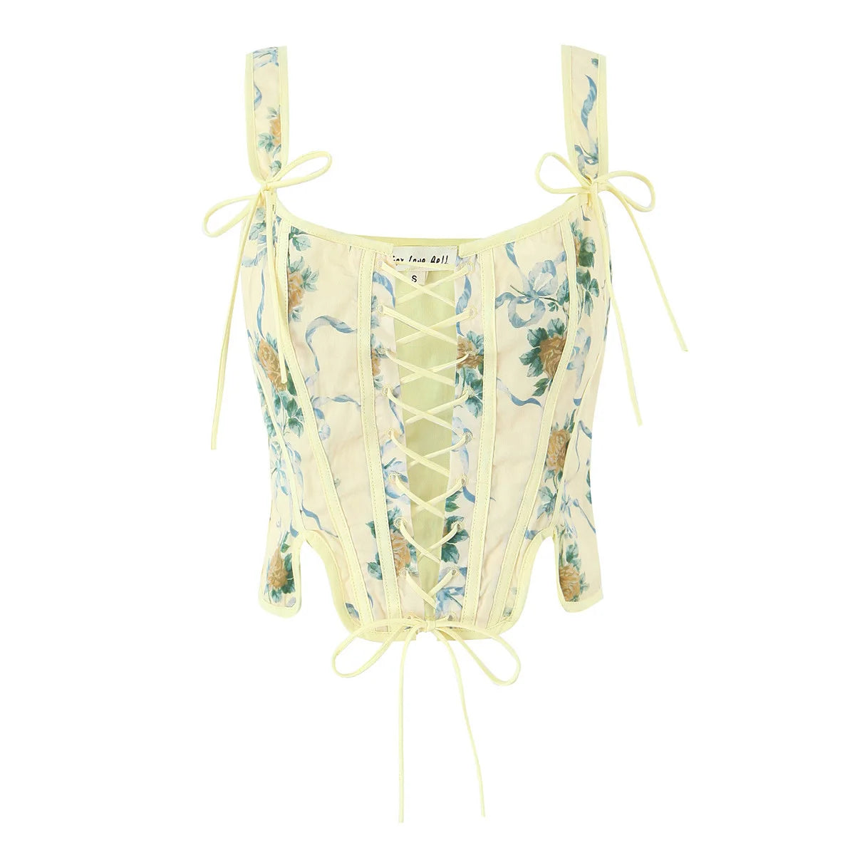 Blue Lace Up Bandage Tank Top Crop
