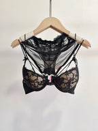 Lace Front Closure Lingerie Set For Women Wirefree Push Up Bra Delicate Straps Lightweight Comfort