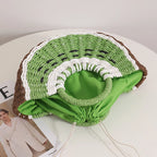 Handmade Watermelon Tangerine Straw Crossbody Bag For Women Boho Fruit Themed Shoulder Tote