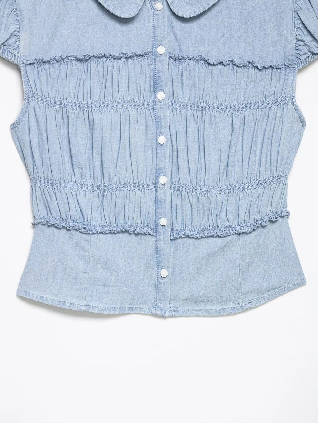 Sweet Retro-style Doll Neck Bubble Sleeve Women's Pleated Top