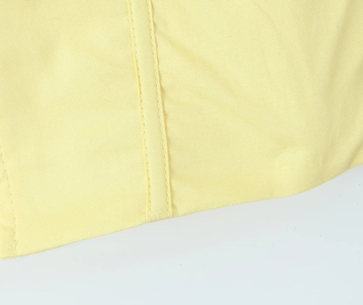 Sunny Chic Yellow Crop Cami Top With Back Zipper Slim Fit
