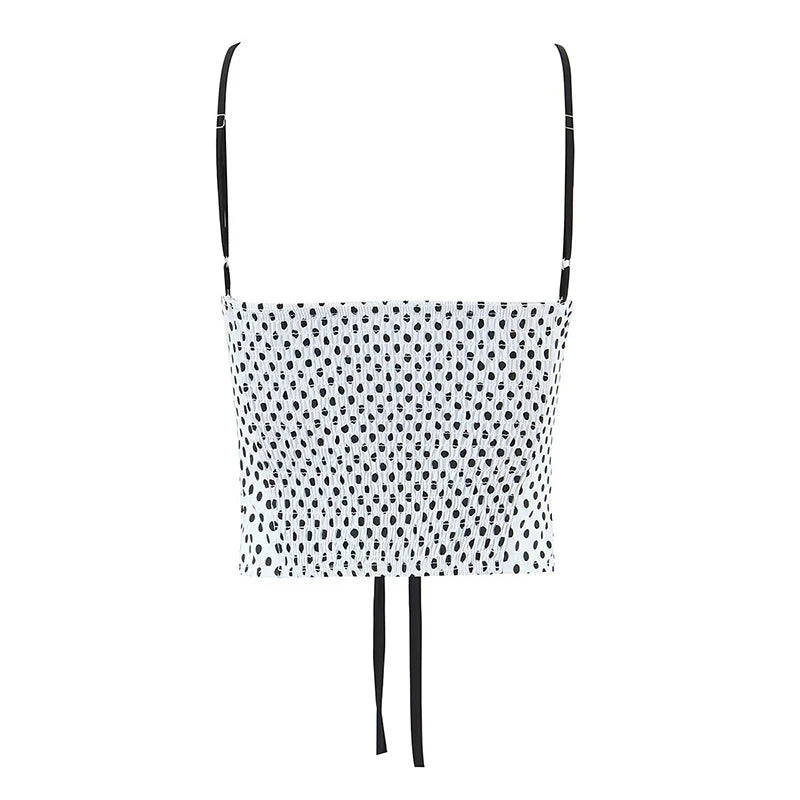 Sexy Sweet Girl Plaid Polka Dot Camis Cotton Top