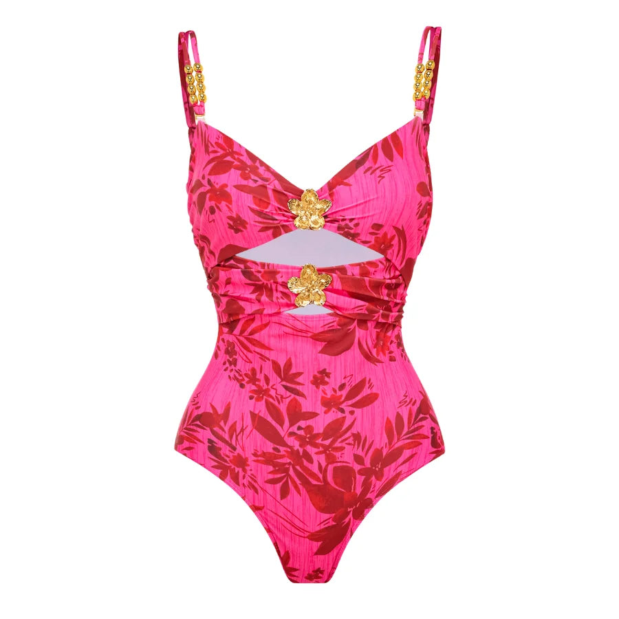 Ruffle Cutout One Piece Swimsuit With Skirt For Fresh Summer Beachwear Vibe