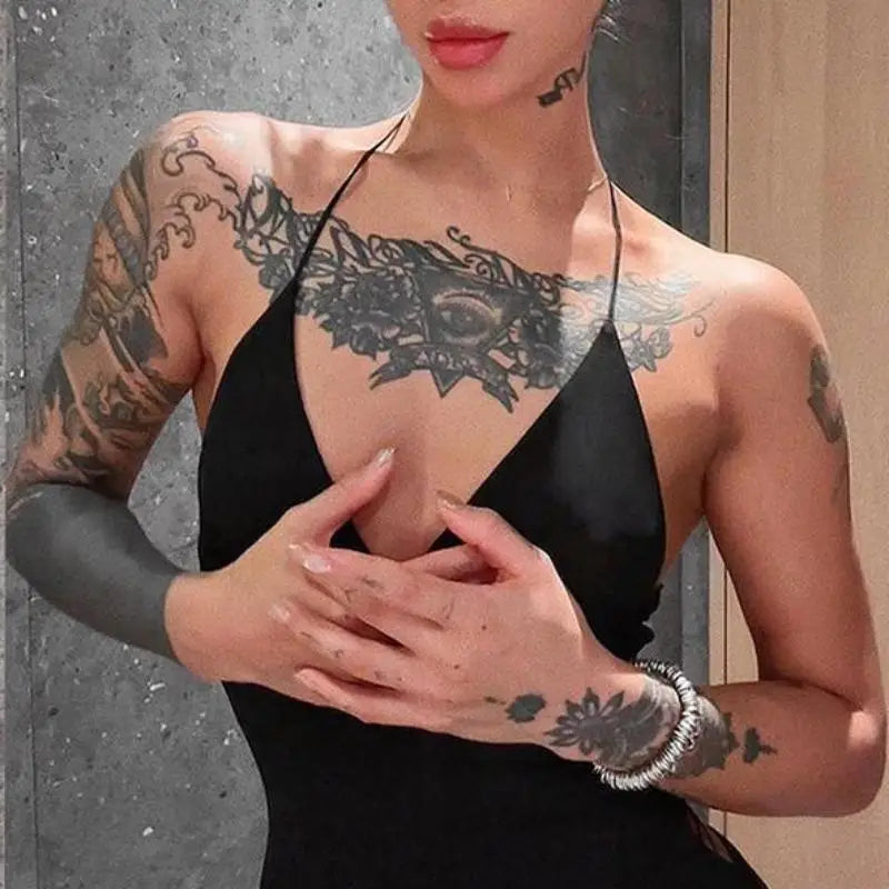 Butterfly Embroidered Strapless Backless Mini Dress Y2K Slim Fit