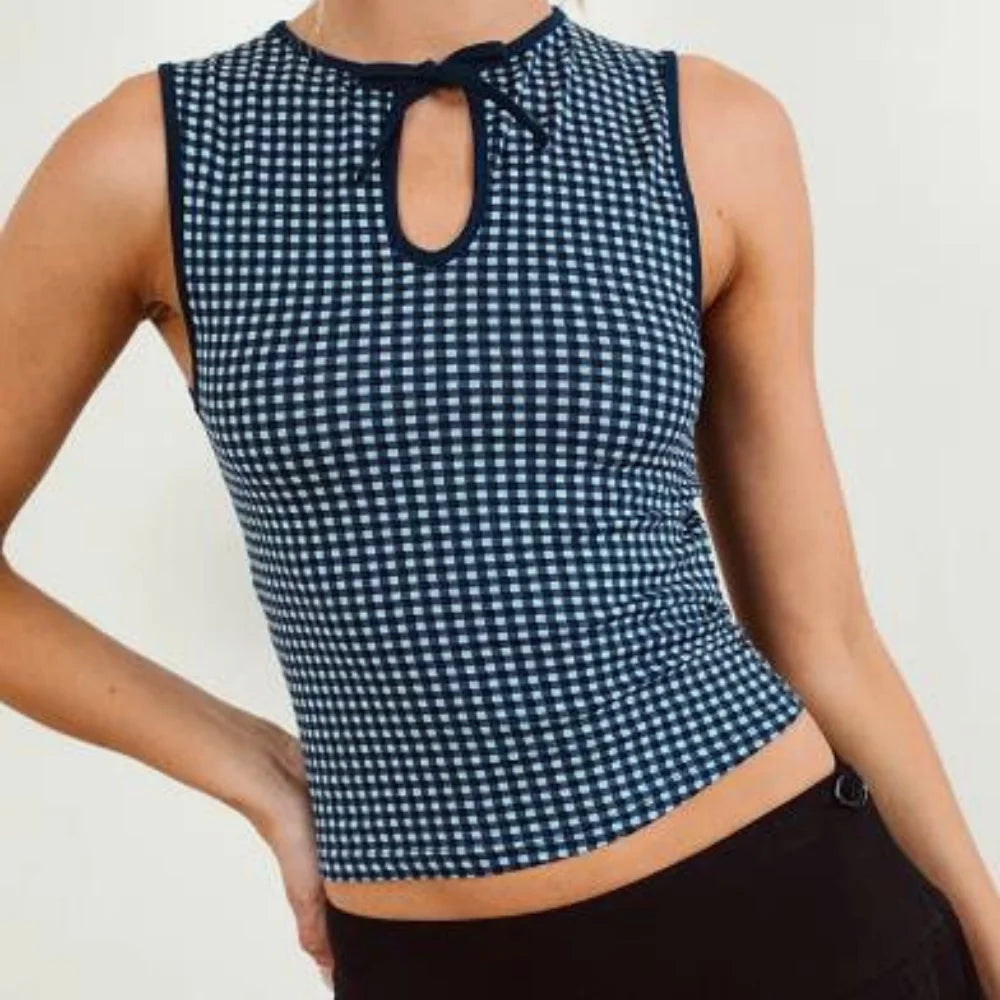 Sleeveless Tie Up Cutout Tank Top Cropped Camis