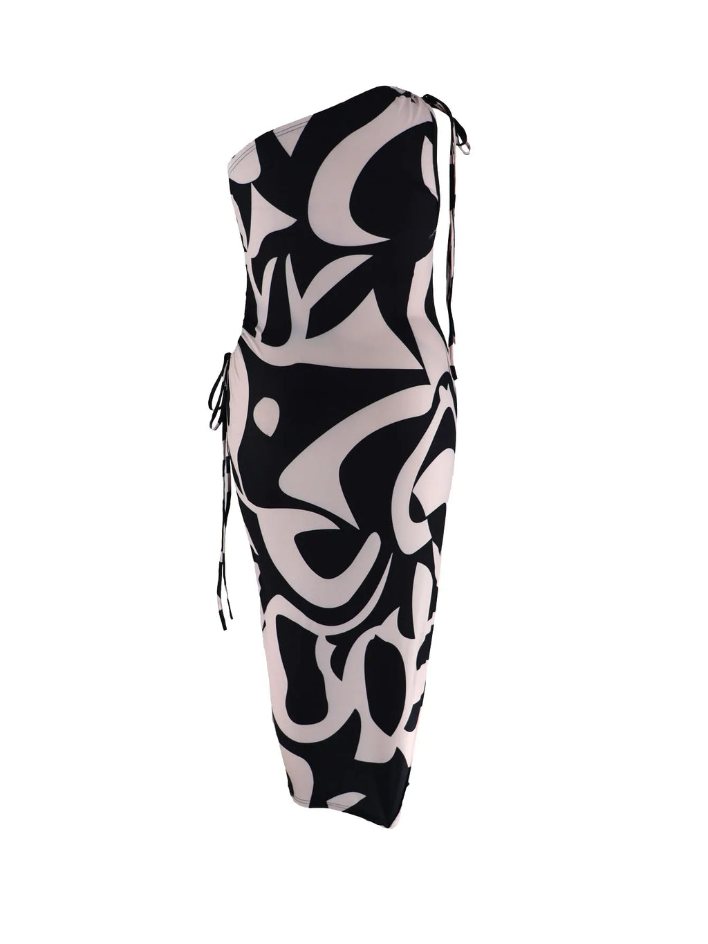 Plus Size One Shoulder Midi Dress With Side Slit And Cutout