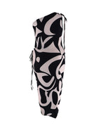 Plus Size One Shoulder Midi Dress With Side Slit And Cutout