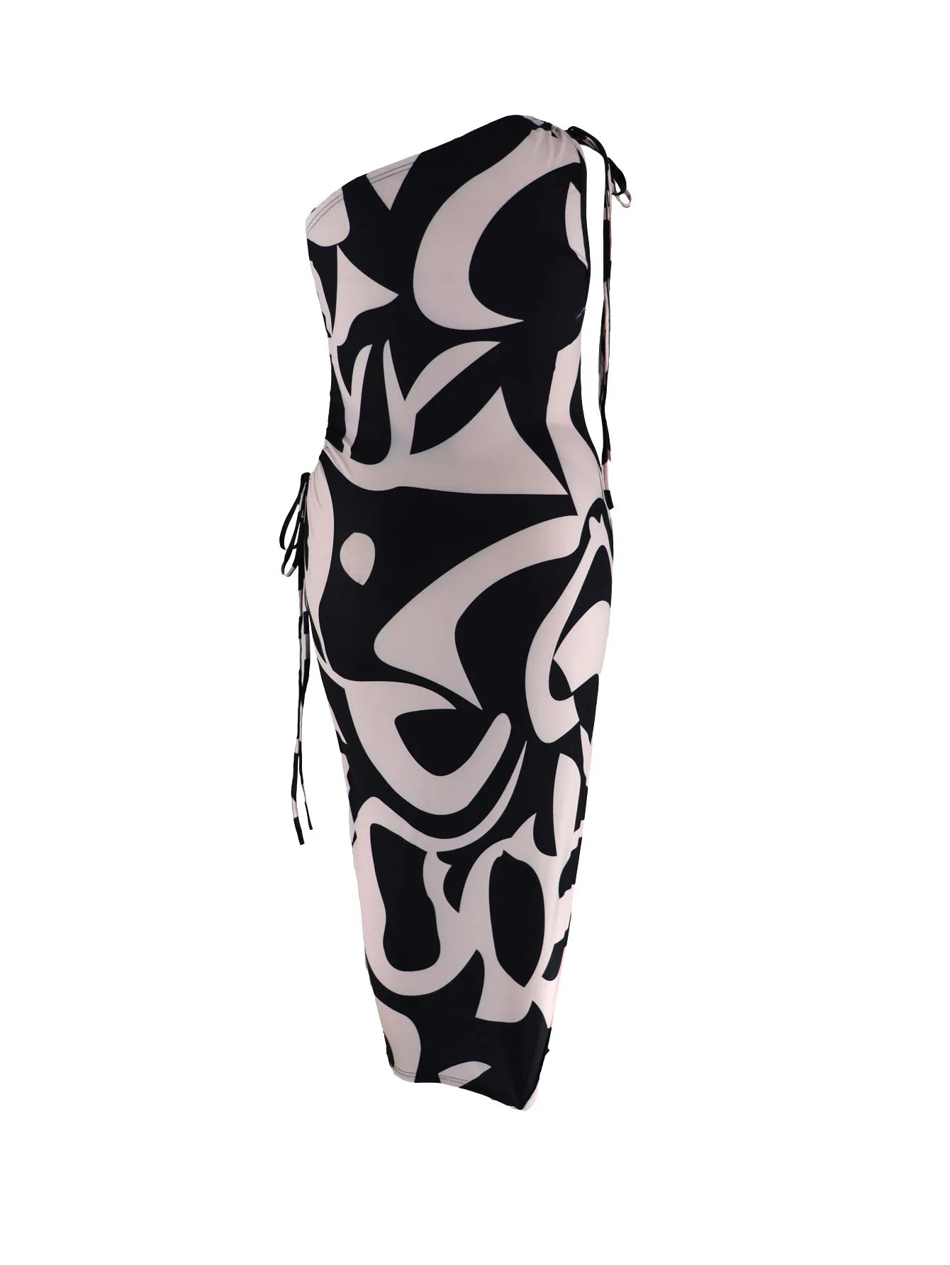 Plus Size One Shoulder Midi Dress With Side Slit And Cutout