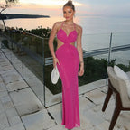 Coquette Sleeveless Ruched Cross Backless Bodycon Dress With V Neck And Ruffles
