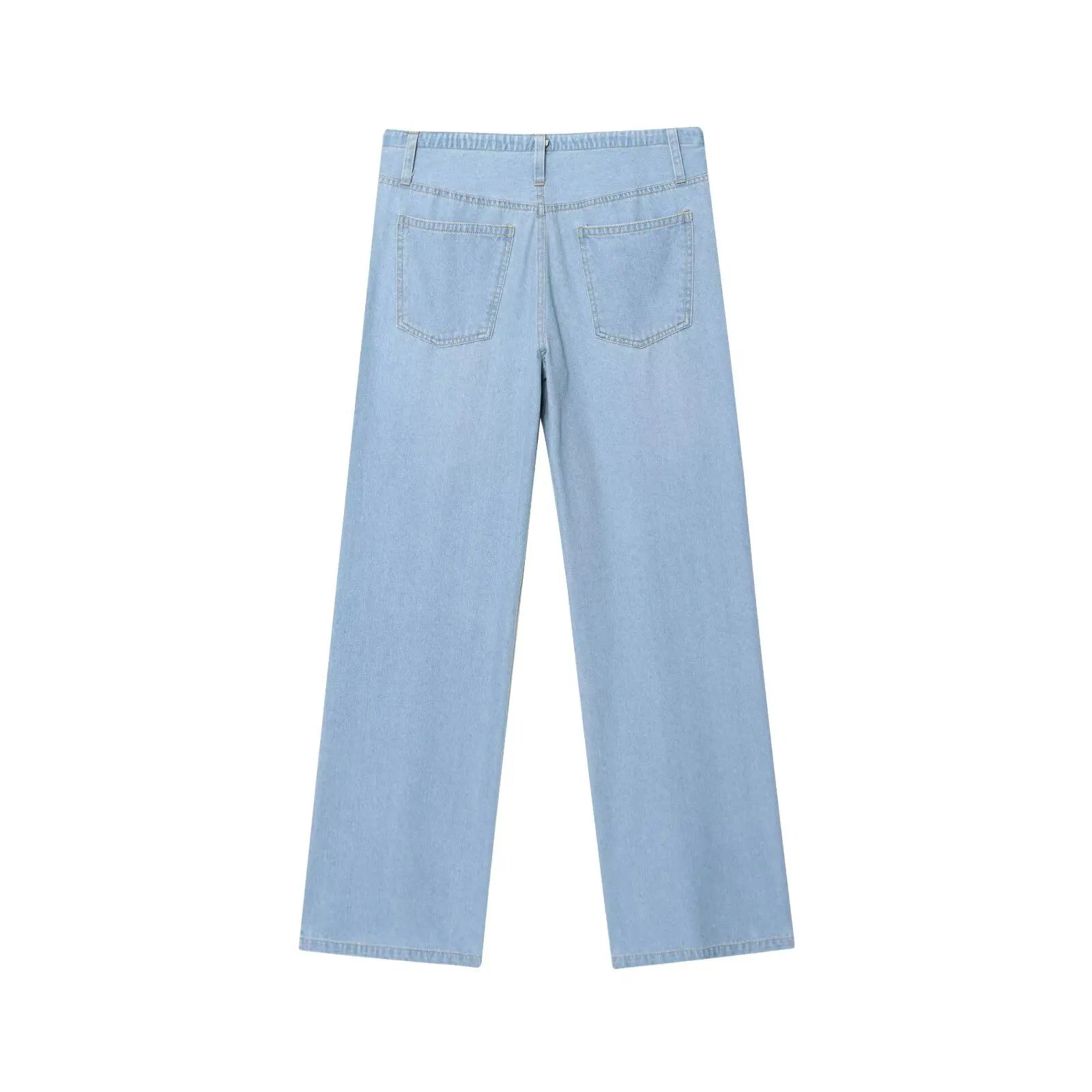 Two-piece Set For Women With Backless Top And Casual Cowboy Pants Ensemble