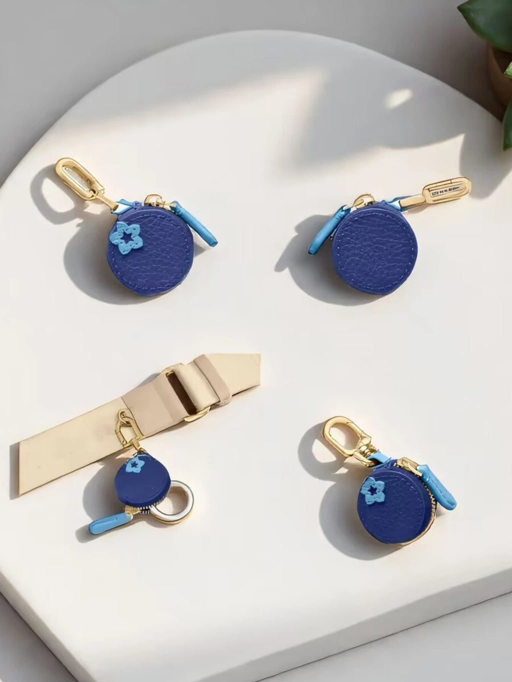 Mini Blueberry PU Leather Pendant Coin Purse Keychain Charm
