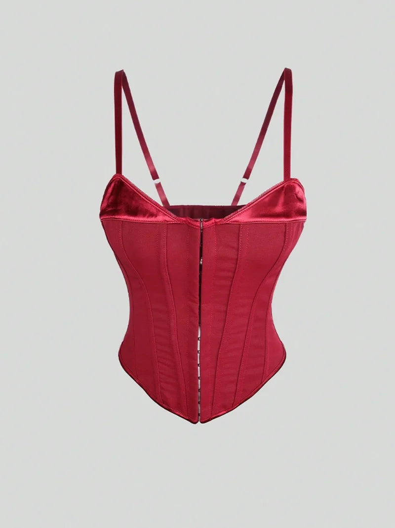 Sexy Lingerie Strapless Waist Cinched Tie Waist Shaper Front Button Design