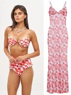 Long Dress Bikini Cover Up Print Mesh Swimwear Sexy Floral Bikinis covers Thongs Swimsuit Biquini Beachwear