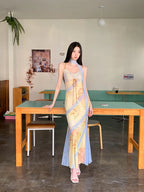Romantic Floral Lace Long Mermaid Dress With Backless Silhouette