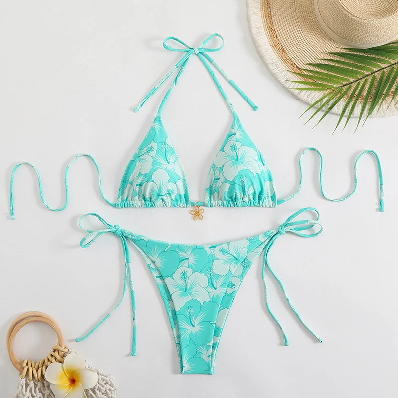 Triangle Bikini Set With Cover Up