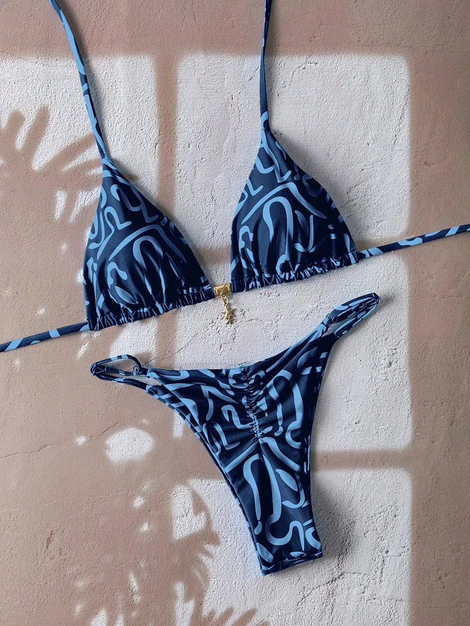 Flirty Leopard Print Push Up Bikini Set