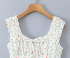 Radiant Bow Accent Ruched Bust Tank Top With Open Button Front And Rope Laced Waist Mini Skirt Set
