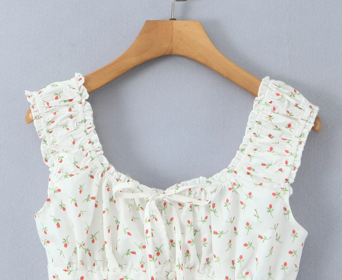 Radiant Bow Accent Ruched Bust Tank Top With Open Button Front And Rope Laced Waist Mini Skirt Set