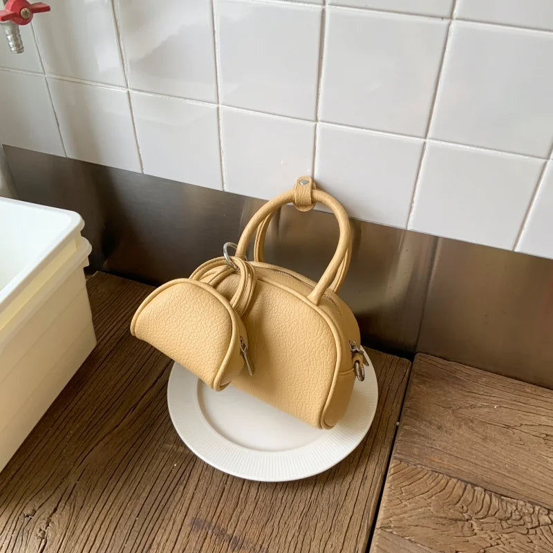 Mini PU Leather Crossbody Bag Set For Women With Short Handle Purses