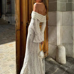 Lace Evening Dress Sleeve Elegant Party Gown