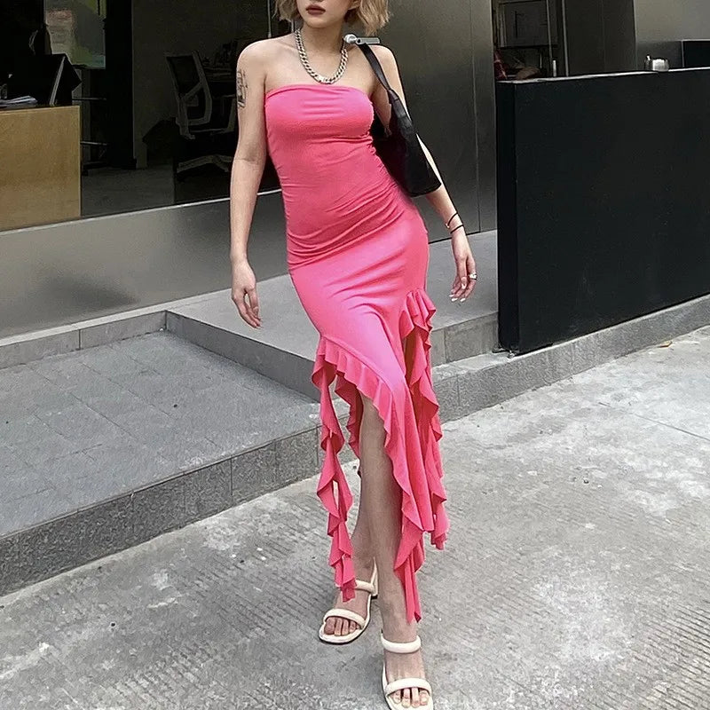 Tube Top Strapless Sexy Midi Dress