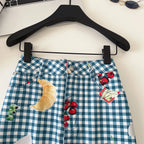 Retro Fruit Plaid Mini Skirt With Button Detail A Line
